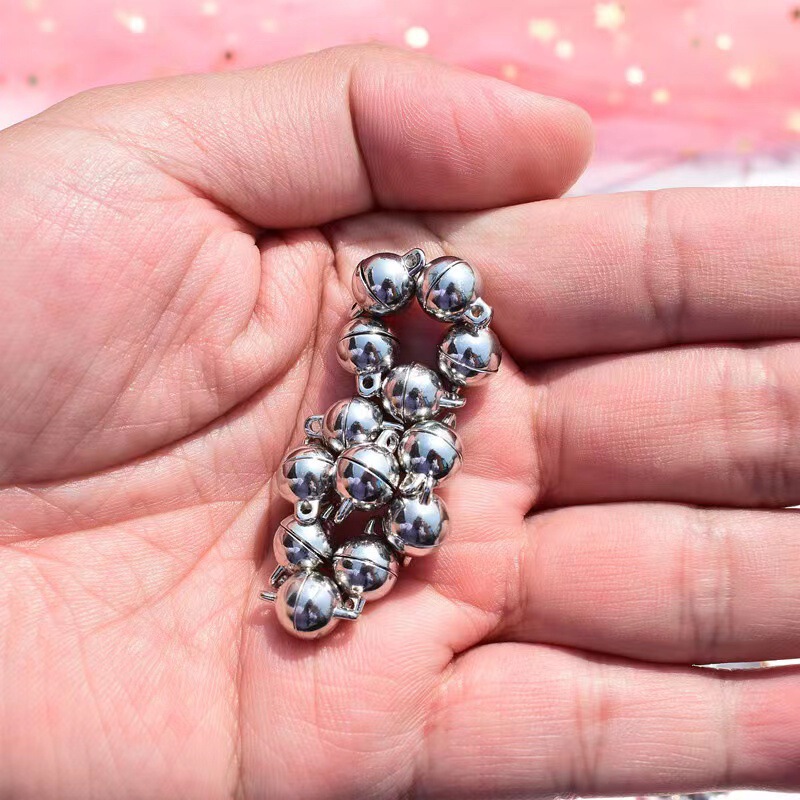Spot supply 8mm alloy magnet couple attraction jewelry accessories DIY couple bracelet necklace material wholesale