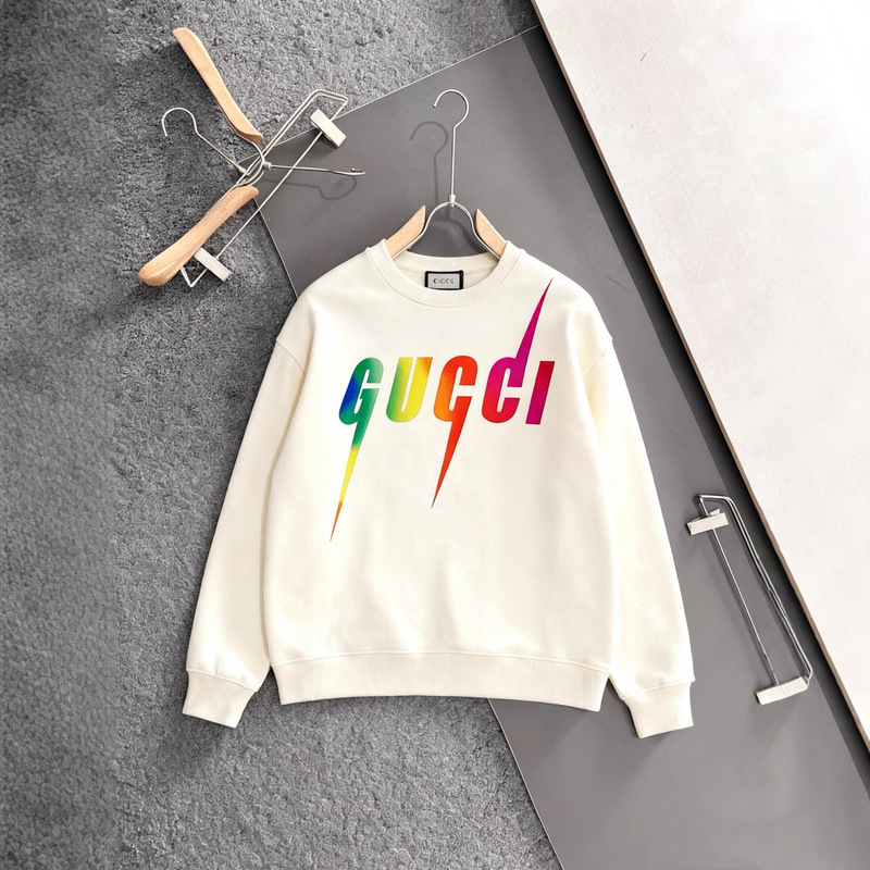 European Cross-Border Autumn and Winter New Product g Letter Round Neck Lightning Rainbow Fun Fruit Round Neck Pullover Sweatshirt for Men and Women