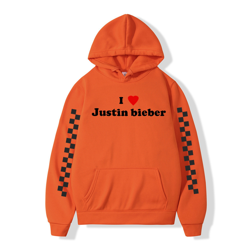 Winter Men Hoodies I love Justin Bieber Pullover Male Hooded