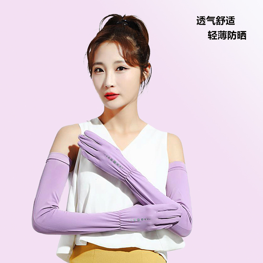 Guantes de protección solar de verano para mujer Protección de brazo alargado Protección UV manga de hielo Seda de hielo delgada larga guantes de equitación al aire libre