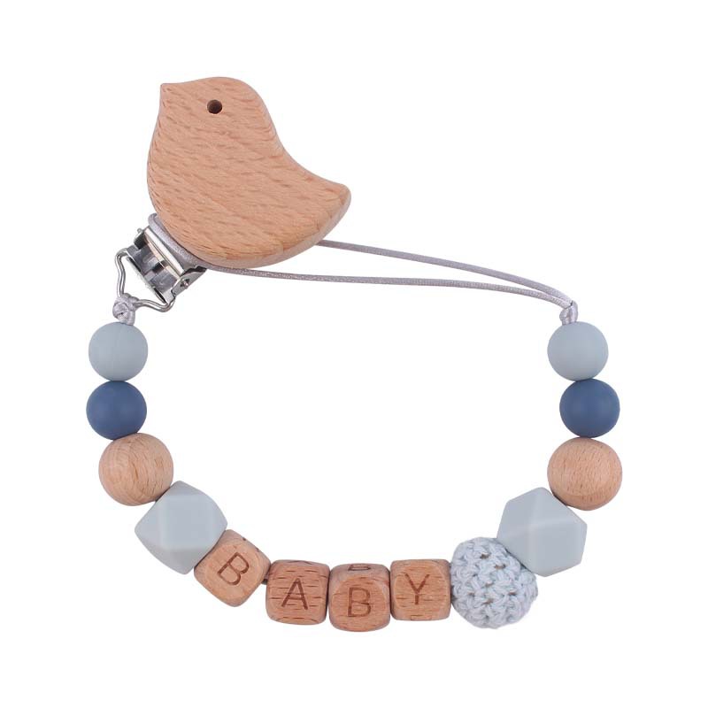 Nuevo bebé suministros de dibujos animados animal haya chupete clip calmante bebé DIY nombre chupete de silicona anti-gota cadena