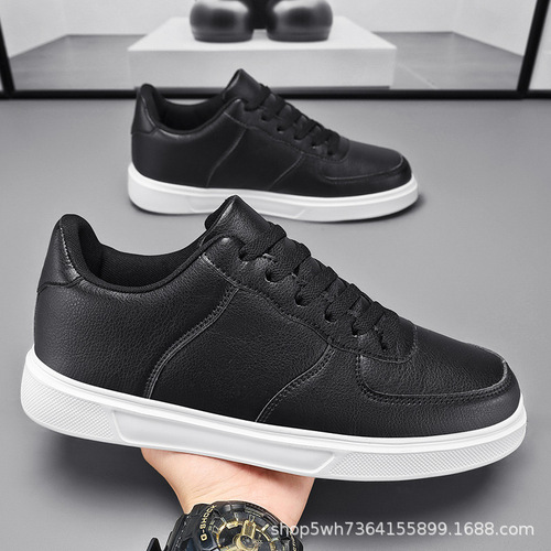 Men's Size 36 Large Comfortable Air Force Style Leather Sneakers with Breathable Surface for Youth and Leisure Trendy and Versatile White Shoes