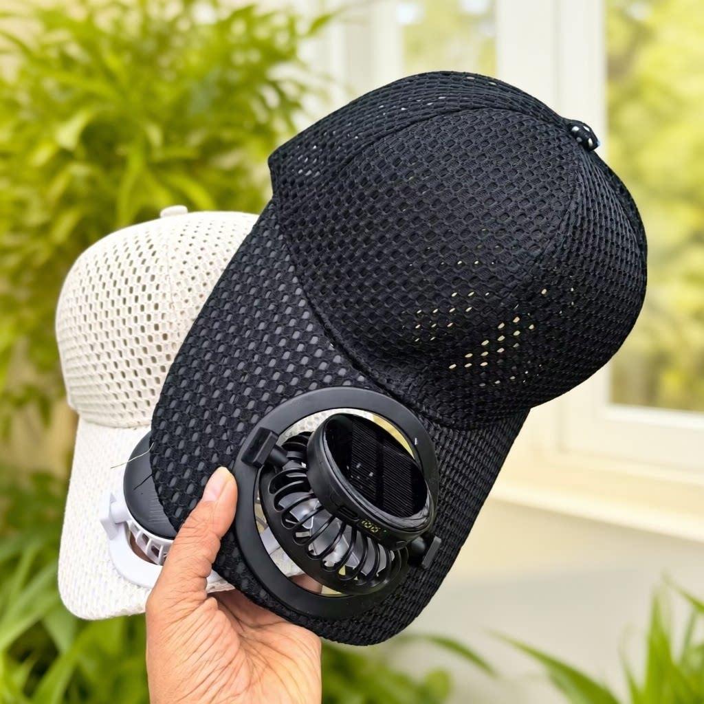 Solar Powered Digital Display Fan Breathable Mesh Baseball Cap Long Brimmed Sunshade For Men And Women Outdoor Hiking And Travel Sun Protection_voghion.com