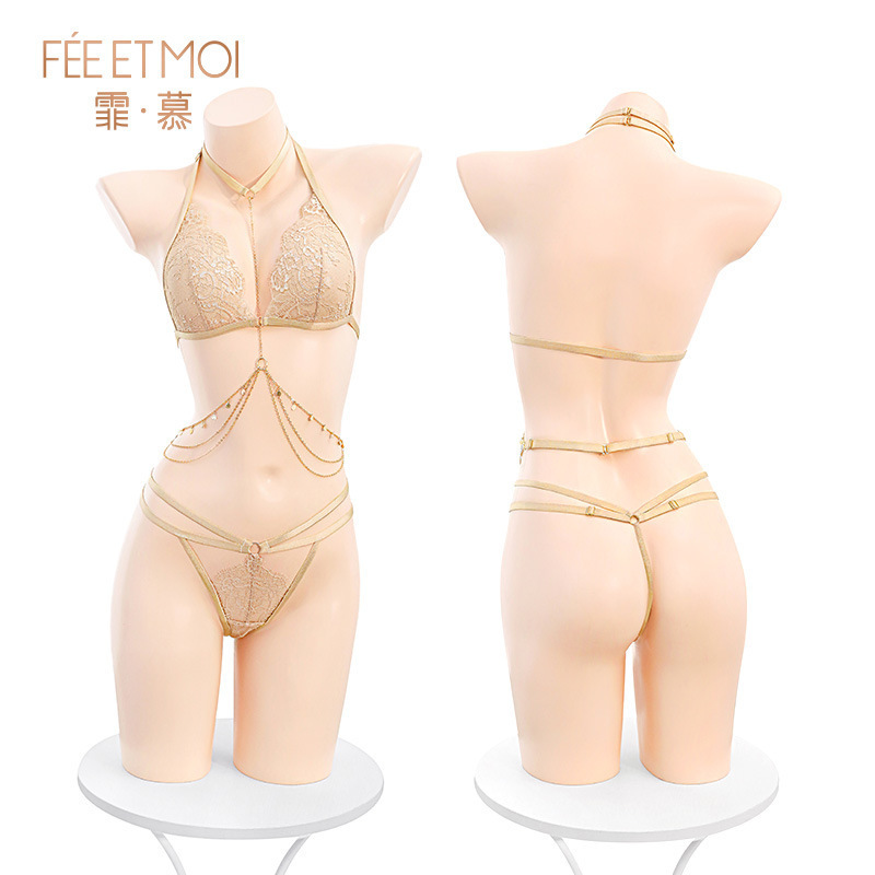Corazón de cordón de tres puntos sujetador conjunto de pantalones íntimas 7915 sexy ropa interior pura desnuda cadera