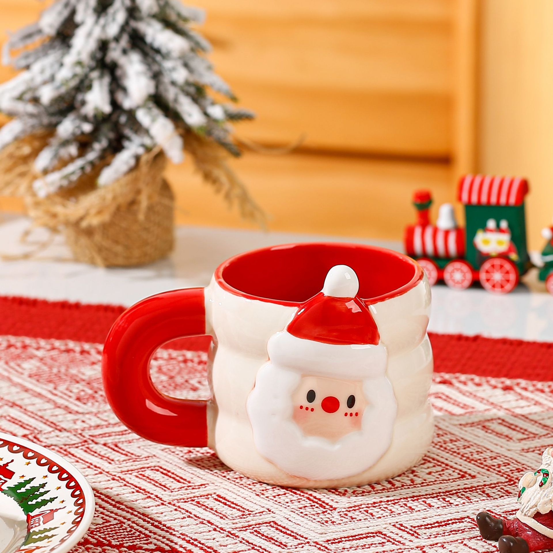 Christmas Festival Christmas Cute Christmas Tree Santa Claus Ceramics Mug 1 Piece