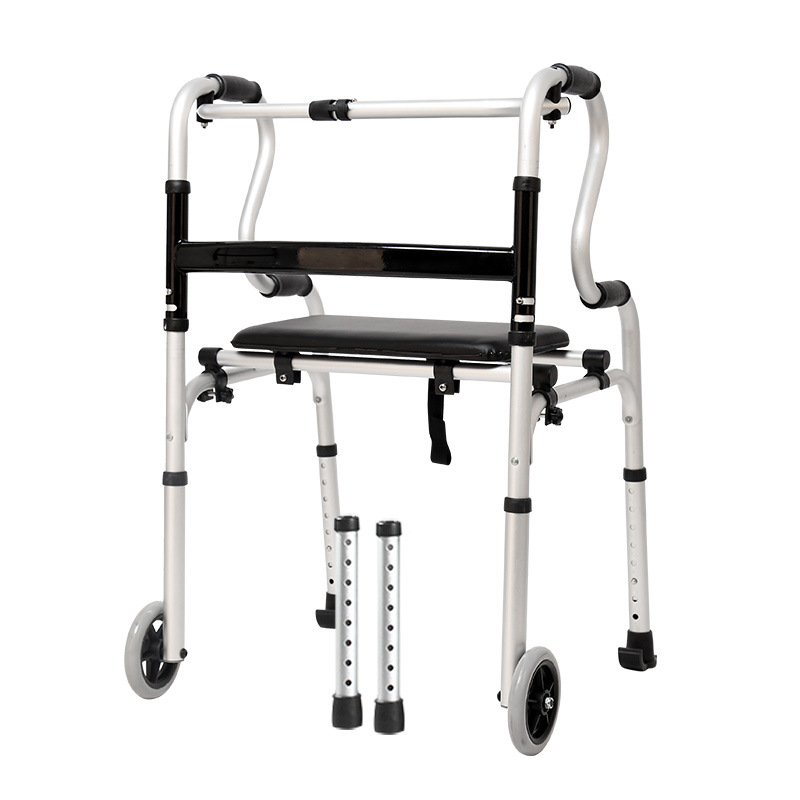Asistente para caminar para personas mayores Dispositivo de asistencia para caminar de aleación de aluminio con inodoro con orinal, ruedas ajustables con asiento plegable