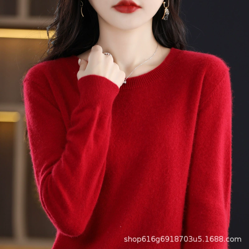 Уютный вязаный свитер большого размера из шерсти — длинный рукав, круглый вырез, мягкий и приятный к телу для повседневной носки