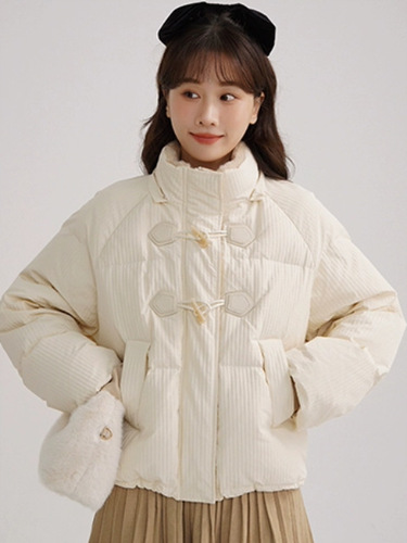 Women's Short Puffer Jacket 2024 Winter Anti-Wind Waterproof Thick Warm Cowhide Button Outerwear Trendy and Versatile for Petite Women