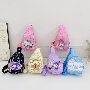 Cartoon Kuromi Children's Chest Bag, Cute Casual Cross-Body Coin Purse, Versatile Cinnamon Dog Shoulder Bag for Boys and Girls