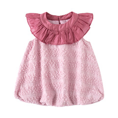 2024 Summer New Girl's Fashion Pink Vest Lantern Skirt Baby Girl Ruffled Princess Dress Dress 