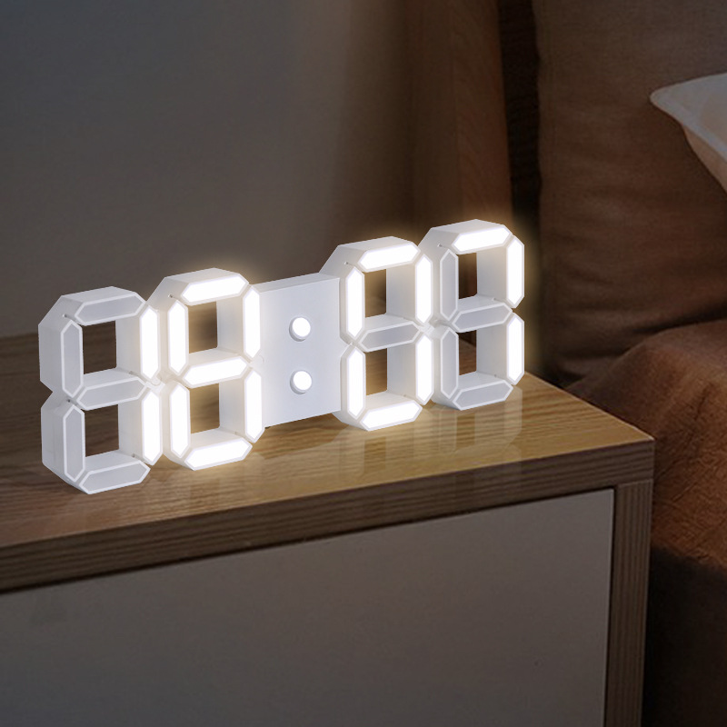 wifi スマート自動時間合わせ壁時計電子デジタル LED 目覚まし時計リビングルーム永久カレンダー時計リモコン時計