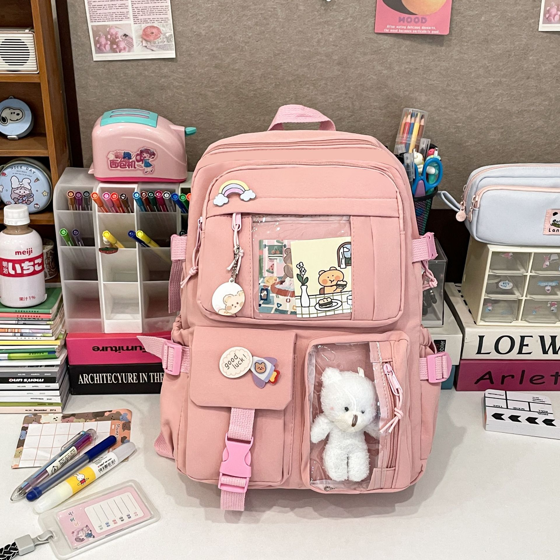 Mochila de estudiante de secundaria de gran capacidad estilo ins