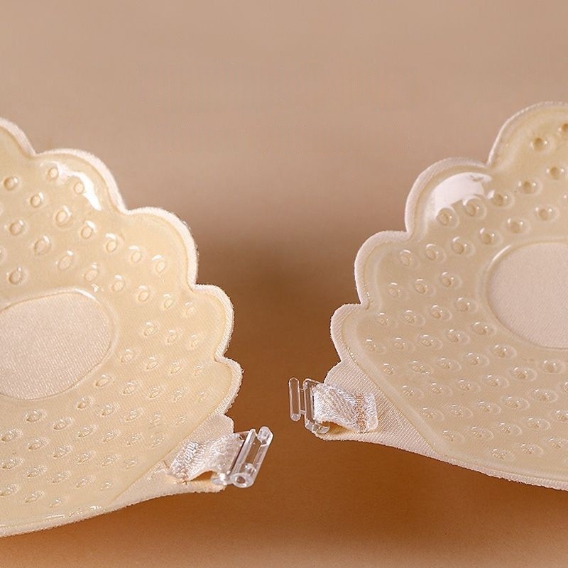 Nuevo encaje push-up sujetador invisible transpirable ultra-delgada de una sola pieza Shell invisible correa de hombro de silicona pecho pegatinas