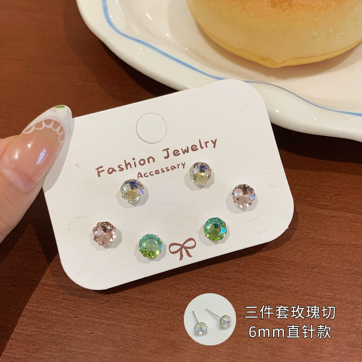 Stud Earrings (Millennium Rose) 8 mm rose‑cut zircon, straight‑pin and flat‑back screw options, assorted colors