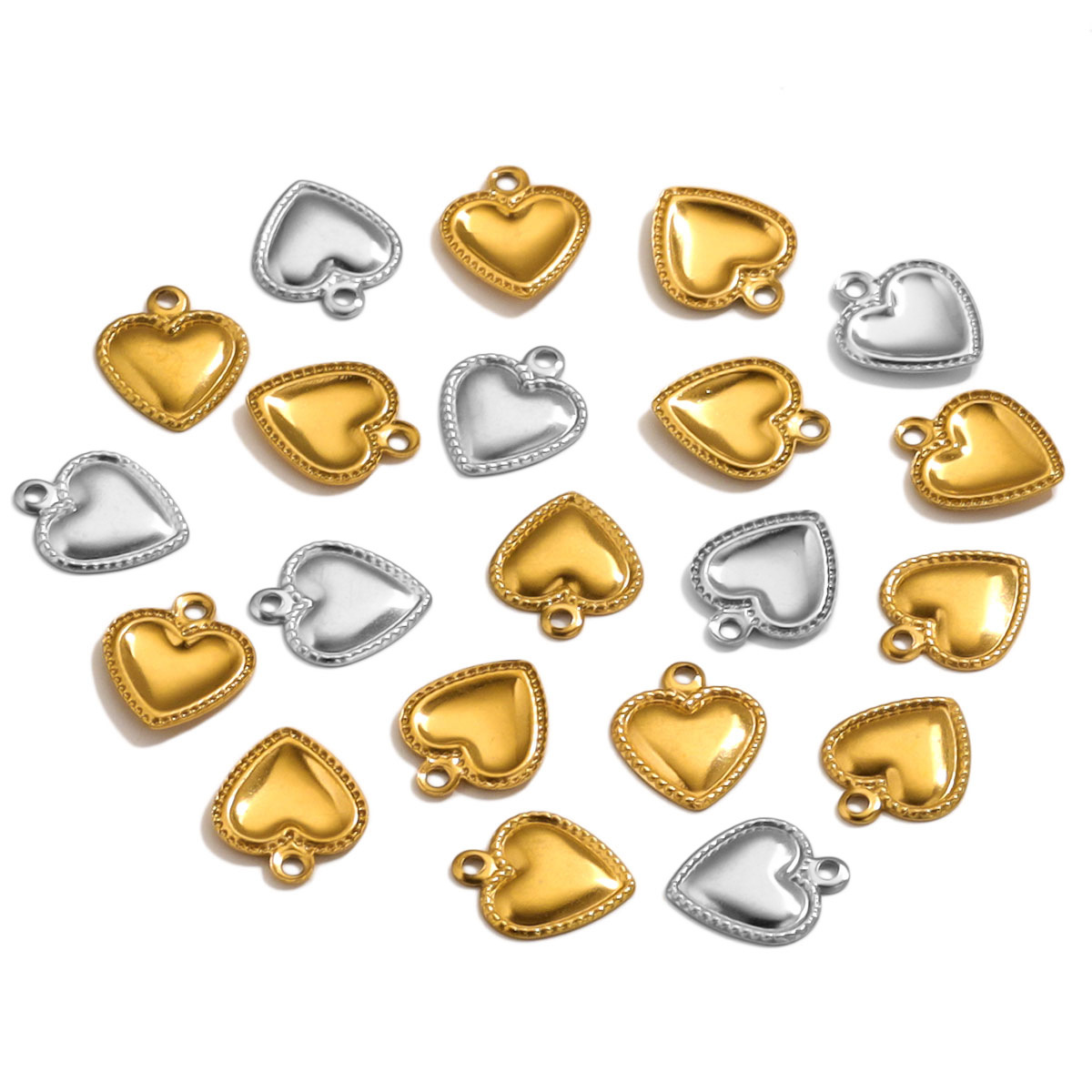 50 Pcs/package Simple Style Heart Shape Stainless Steel Plating Pendant Jewelry Accessories display picture 1