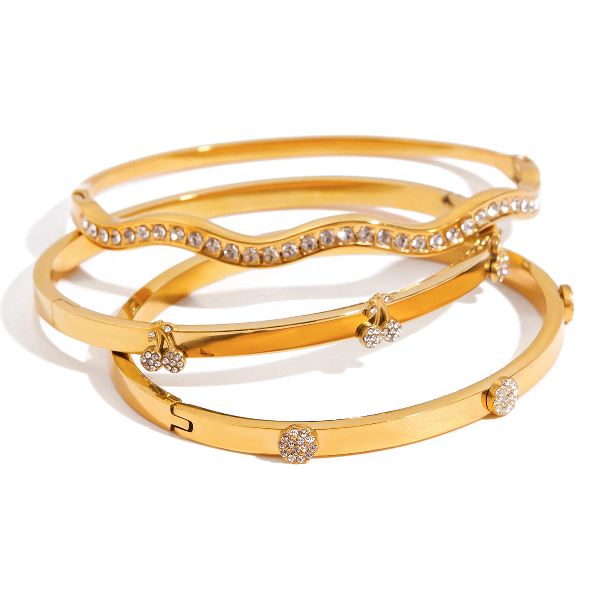 Jeding brazalete con hebilla de diamantes de imitación de acero inoxidable europeo y americano, joyería ligera de lujo de alta gama, joyería de acero de titanio para mujer que no se desvanece, transfronteriza image 6