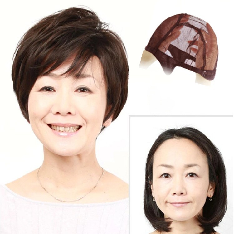 Mother Care Full Hand Knitting Needle Simulation Medical Middle-aged and Elderly Fashion Cover White Hair Realistic Breathable Real Life Wig