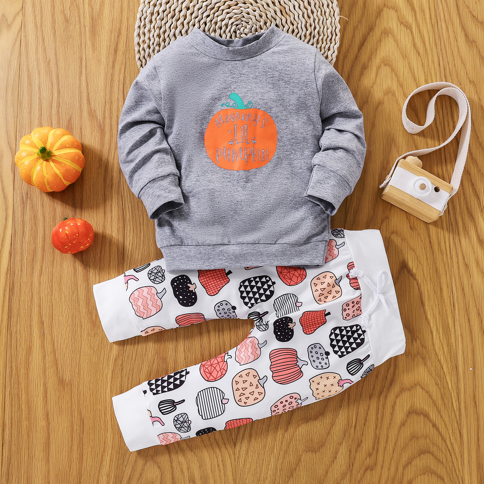 Halloween Fashion Pumpkin Cotton Girls Clothing Sets display picture 1