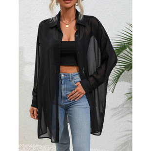 O 45143 Sheer long sleeve sun shirt �p����͸�������r��