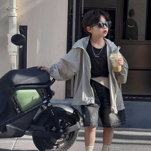 25 Summer New South Korea Children's Clothing for Small and Medium-sized Children and Boys Anti-ultraviolet Quick-drying Outer Wear Hooded Big Hat Rim Sunscreen Clothing