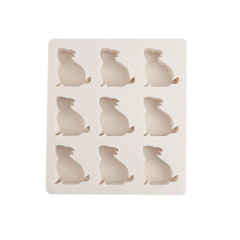 Flip 9 incluso dibujos animados conejo molde de silicona pastel de luna animal molde de yeso molde de yeso de banano