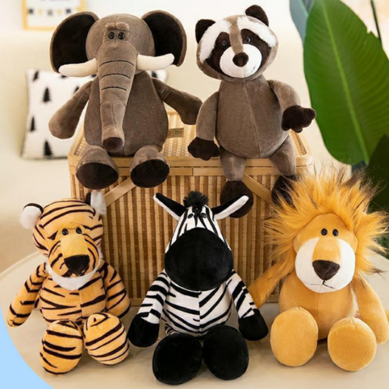Simulation Forest Animal Doll Plush Toy Elephant Monkey Tiger Lion Giraffe Doll Children's Pillow Gift