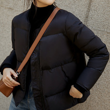 经典返场白鹅绒棒球服 短款鹅绒服 螺纹拼接羽绒服女装外套冬季