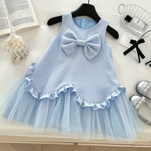 Children's dress New Summer Baby Girl Cute Mesh Stitching Dress Little Girl's Cotton Princess Dress