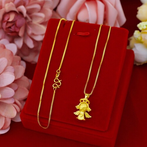 Vietnamese sand gold little angel necklace pendant brass gold-plated frosted fashion love angel lady clavicle chain pendant