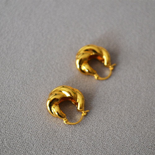 Chic and Unique Copper-Gold Plated Spiral Cable Earrings for Women