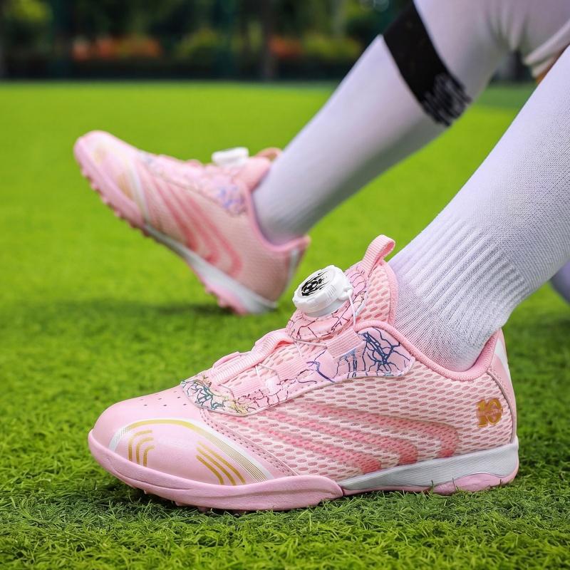 Zapatillas de Fútbol Infantil Talla 28-40, Malla y Caucho, Transpirable, Cierre Giratorio, para Terreno Firme
