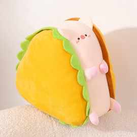 跨境可爱三明治夹小猪毛绒玩具公仔儿童女生抱枕玩偶居家沙发靠垫