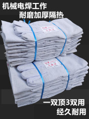 24-line double-layer thickened all-lining canvas welding workwear wear-resistant breathable mechanical protective work gloves