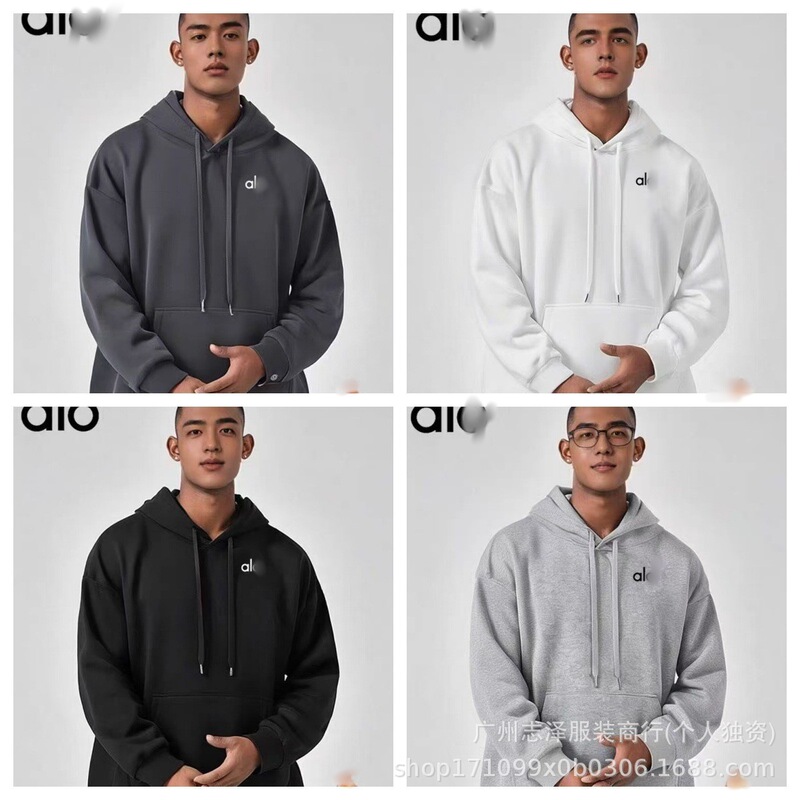 Trendy Brand Letter Alo Printed Hooded Sweatshirt for Men and Women, Handsome Autumn and Winter Casual Loose Student New Tops
