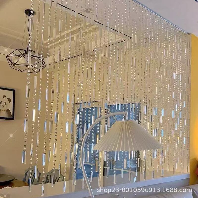 New Model of Crystal Clear Crystal Bead Curtain Partition Door, High-End Entrance Hall Living Room Screen Bead Curtain Partition Curtain, No Drilling Required
