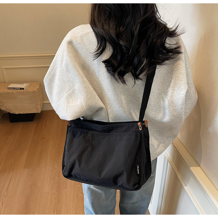 Canvas bag for women, large capacity, new Spring/Summer 2025, simple and versatile, single-shoulder crossbody bag, casual tote bag for school undefined