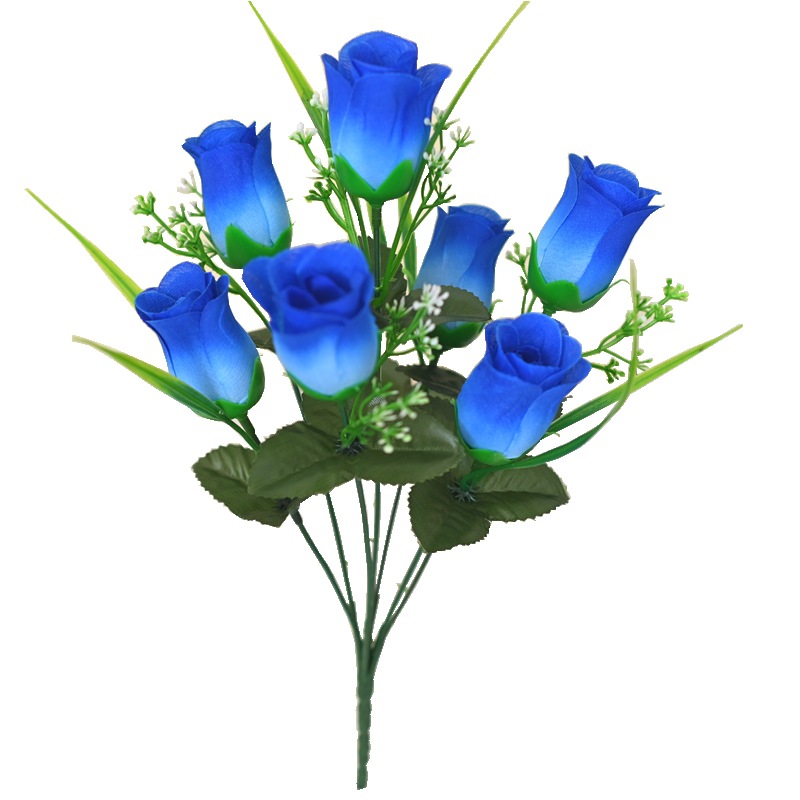 Ramo de Rosas Artificiales de Seda con Siete Cabezas, Decoración Floral Interior