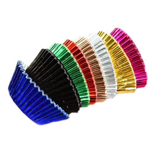 High-temperature resistant 100 cake paper cups aluminum foil composite paper colorful non-stick cake pans baking tools muffin cups
