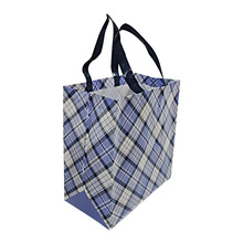 格莱特蓝色格子包装手提袋覆膜有底有侧可以可定制定做无纺布袋
