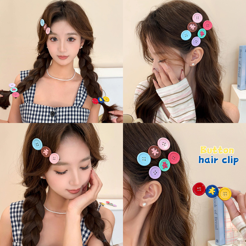 Bonito botón oso clip para el cabello de la mujer alta sensación 2025 nueva chica lateral pellizco clip para el cabello de la cabeza clip para el cabello