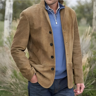 2025 Autumn and Winter Amazon Independent Station wish European and American Foreign Trade Cross-border New Lapel Retro Casual Jacket Men's Wear