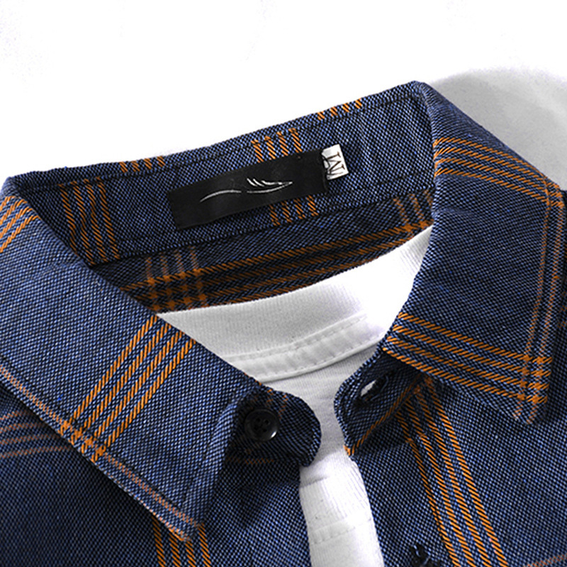 Primavera Nueva camisa de estilo de Hong Kong camisa de manga larga a cuadros de los hombres chaqueta de solapa coreana ropa de hombre al por mayor