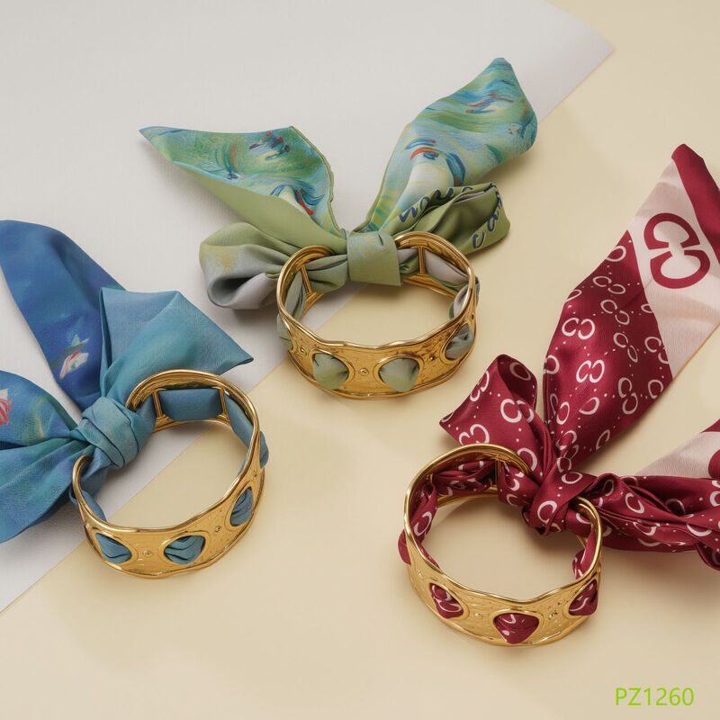 Hot-Selling Foreign Trade Ribbon Bracelet with Bow, Fashionable, Simple and Elegant, Real Gold Electroplated Titanium Steel Non-Fading Open Bracelet Hot-Selling Foreign Trade Ribbon Bracelet with Bow, Fashionable, Simple and Elegant, Real Gold Electroplated Titanium Steel Non-Fading Open Bracelet