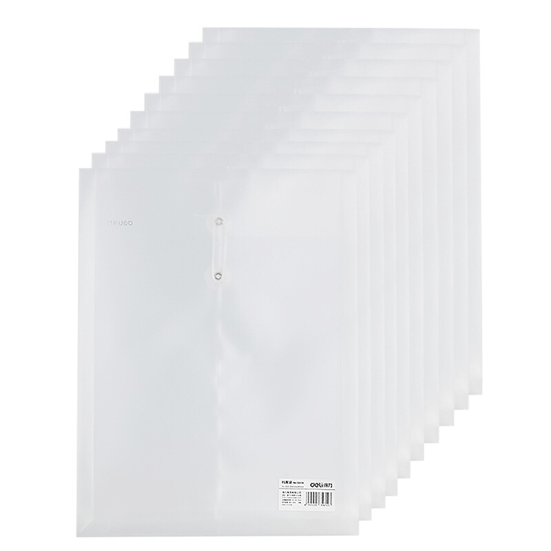 Deli A4 Bolsa de hebilla a presión Bolsa de archivo transparente Carpeta extra gruesa Bolsa de hebilla a presión Plástico impermeable 5501A