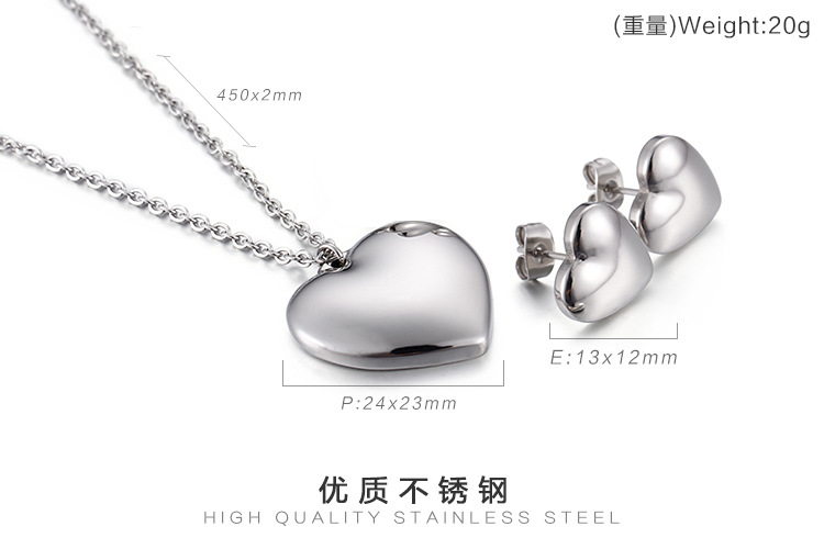 Heart-shaped Necklace Couple Earrings Fashion Titanium Steel Clavicle Necklace Earring Set