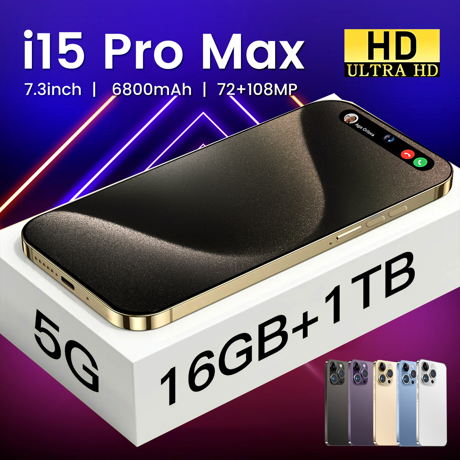 新款跨境手机I15 ProMax 真4G全球通用灵动岛3+64 7.3寸屏安卓10