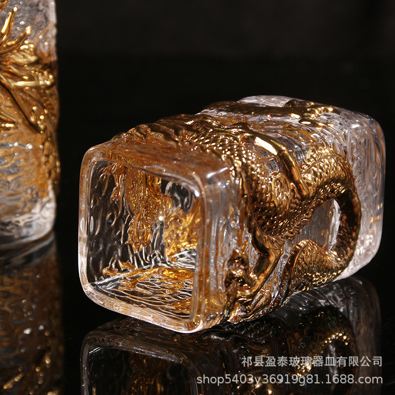 Relieve de mano pintado Jin Tenglong taza de té de cristal taza de té de vidrio resistente al calor taza maestro taza de té de kung fu