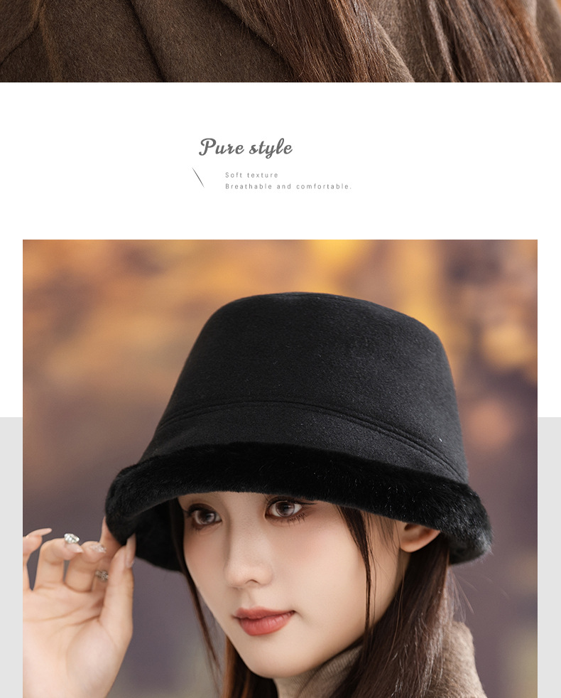 Cappello da pescatore caldo, spesso e foderato in pile, in stile giapponese, per donna, autunno inverno, elegante cappello a secchiello che snellisce il viso_voghion.com