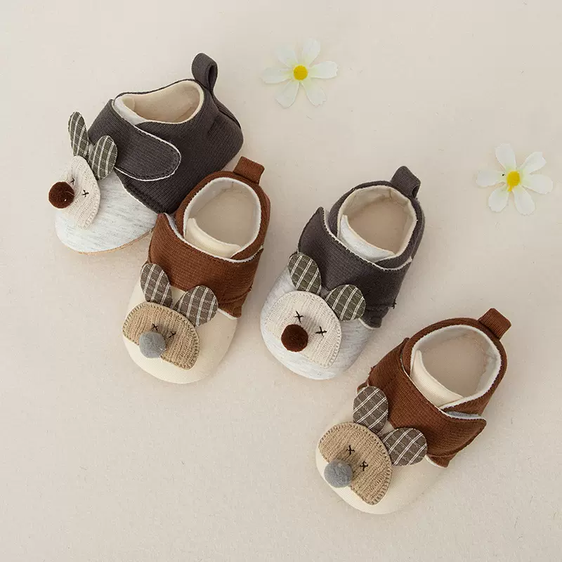 秋季新款纯棉撞色萌鼠室内婴儿鞋防滑软底男宝学步鞋现货批发