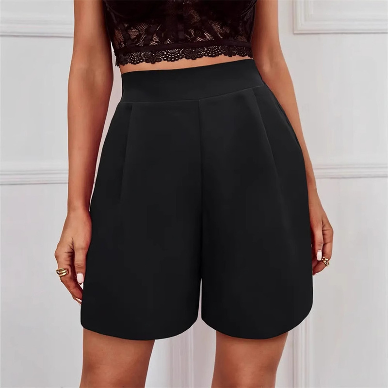 Amazon Cross-Border Women's High-Waisted Formal Shorts, Solid Color Short-Sleeve Wide-Leg Casual Flared Loose Woven Suit Amazon Cross-Border Women's High-Waisted Formal Shorts, Solid Color Short-Sleeve Wide-Leg Casual Flared Loose Woven Suit